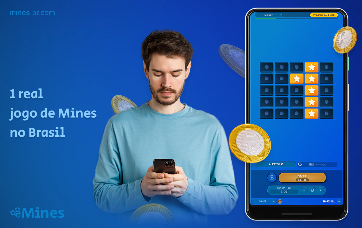 Os brasileiros podem jogar Mines com um baixo limite de entrada de 1 real