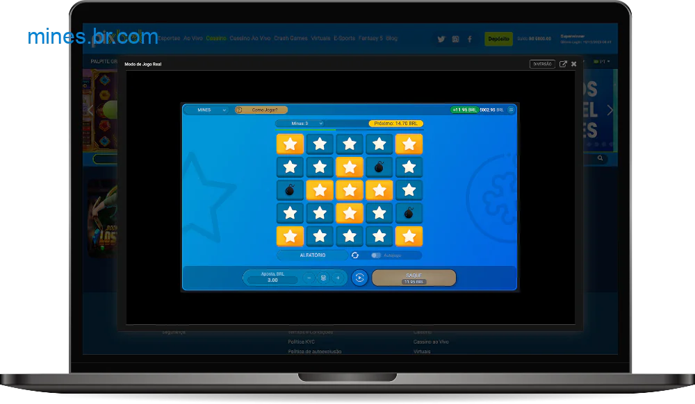 Uma rodada do jogo Mines no Pixbet Casino dura até que uma mina apareça no campo de jogo