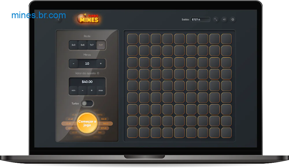 No jogo Turbo Mines, você pode expandir consideravelmente o campo de jogo, graças ao qual você também pode aumentar seus ganhos