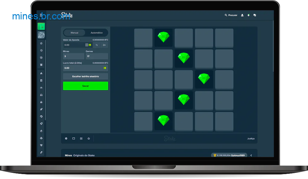 Uma das principais características do jogo Mines no Stake Casino é o baixo limite de entrada