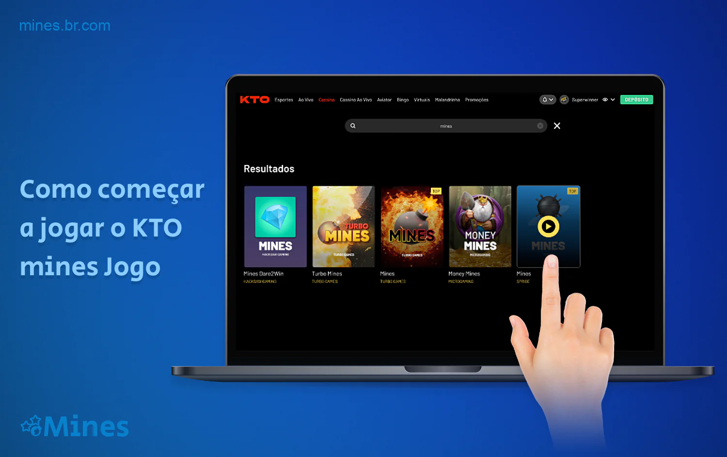 Para começar a jogar Mines no cassino on-line KTO, um usuário do Brasil precisa criar uma conta e recarregar seu saldo
