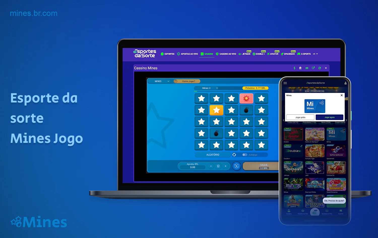 Os usuários do Brasil podem jogar Mines on-line no popular Esporte da Sorte Casino