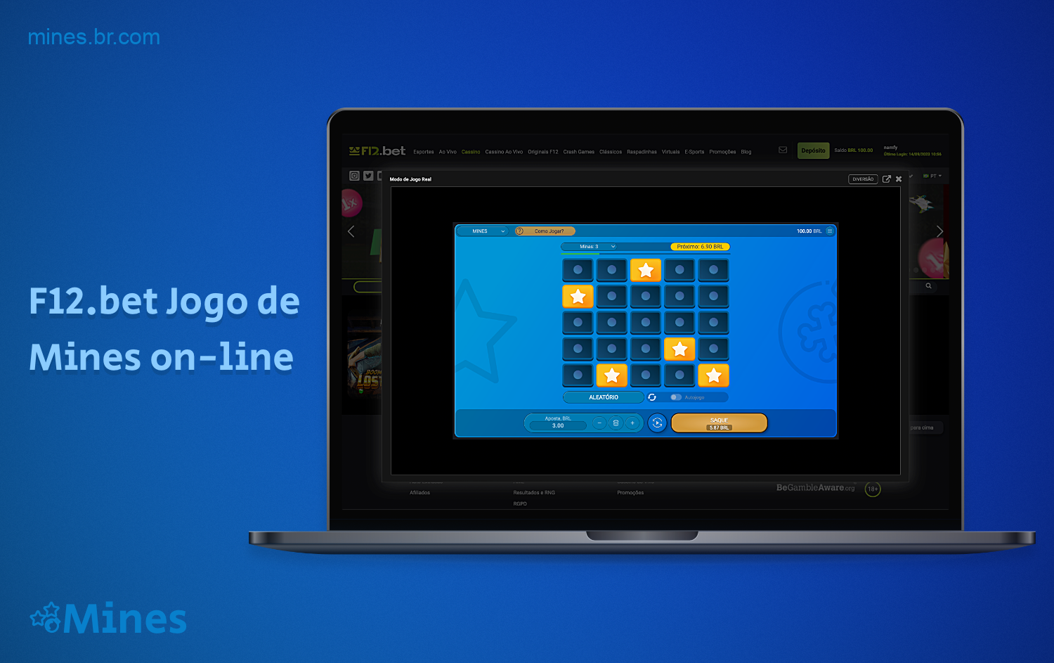 Usuários brasileiros podem jogar Mines no cassino online F12 Bet