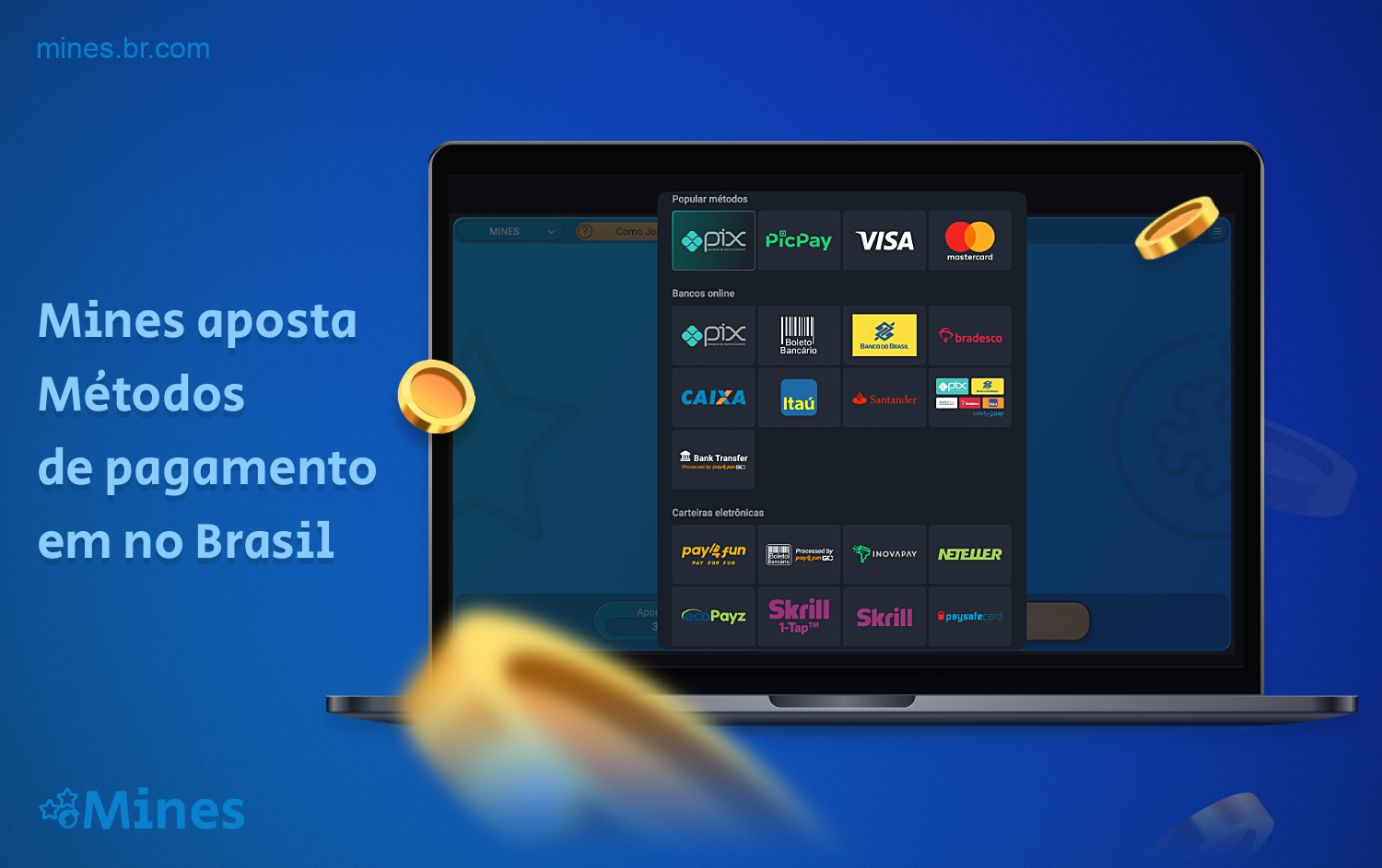 Para jogar Mines com dinheiro real, os usuários do Brasil podem aproveitar as várias opções de pagamento